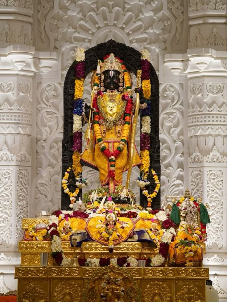 Sacred image of Lord Ram at Ayodhya Ram Mandir, symbolizing faith and devotion.