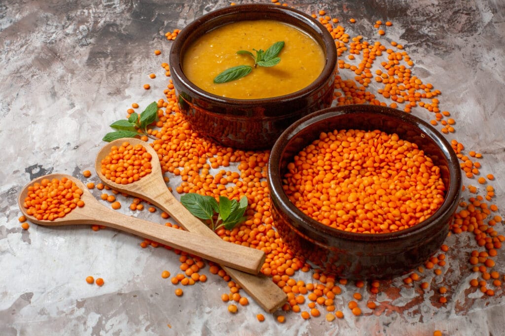 Cooked lentils rich in nutrition