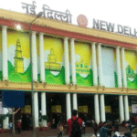 Crowd outside New Delhi Railway Station Ajmeri Gate Side on a busy afternoon